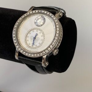 Juicy Couture Watch Lady’s Crystals Black Leather Band New Battery Working